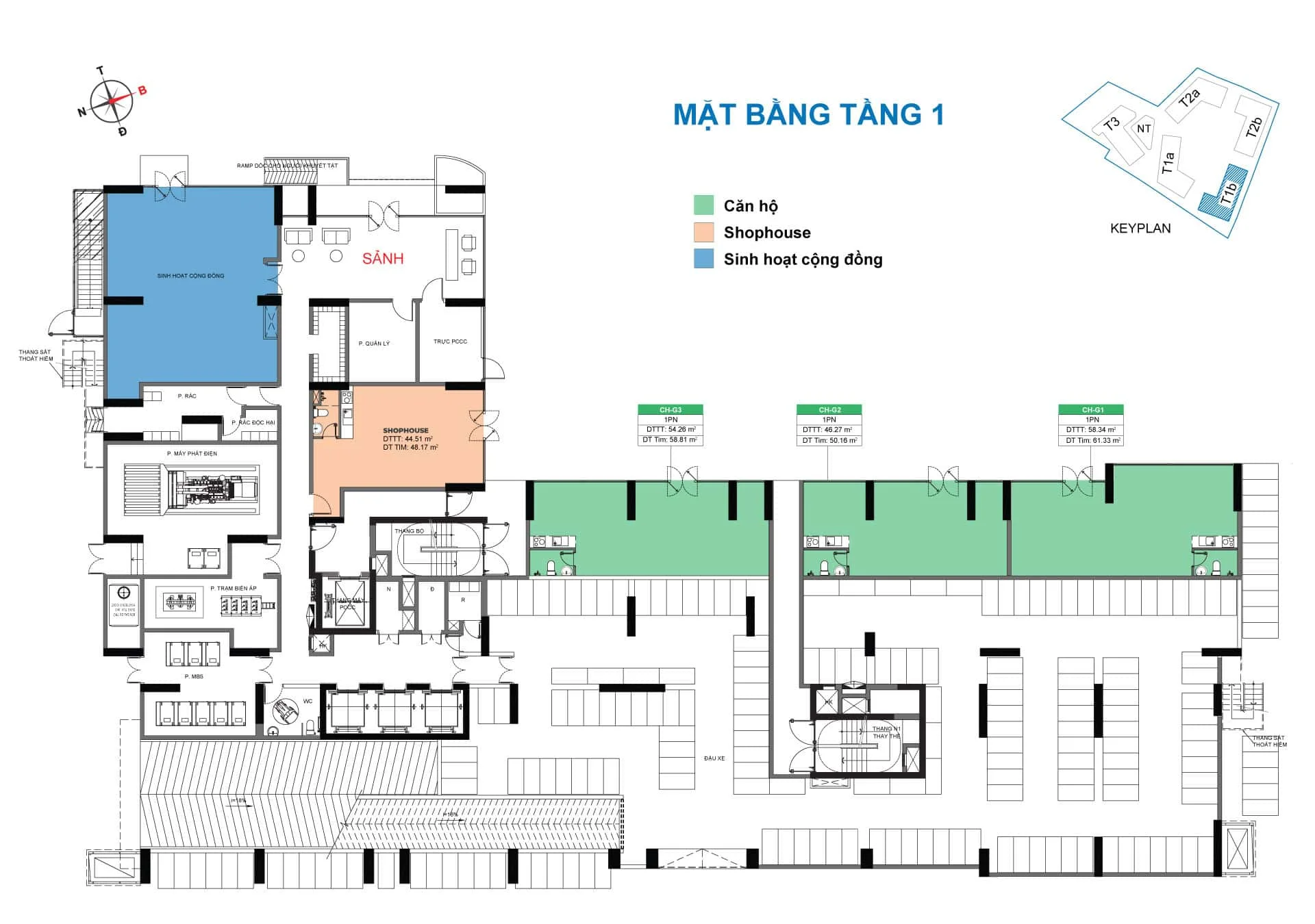 Mặt bằng Tầng 1 - Block Amor
