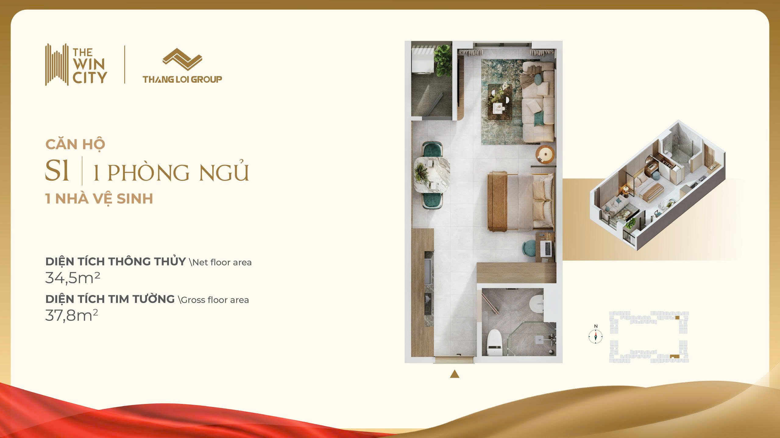 Mặt bằng căn hộ S1 - The Win City