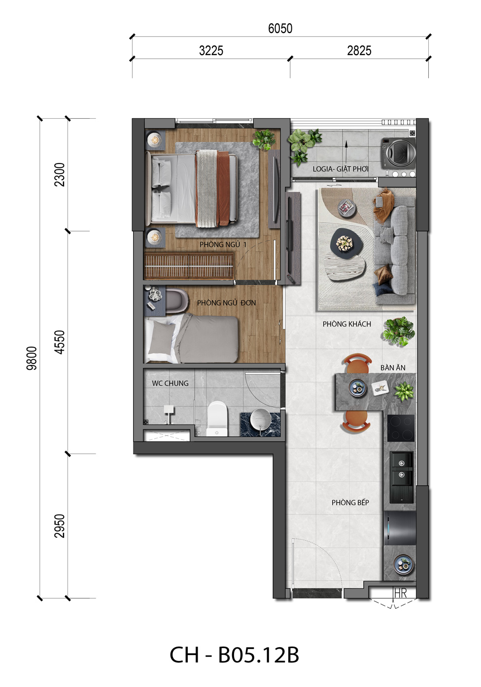 MẶT BẰNG CĂN HỘ 1PN