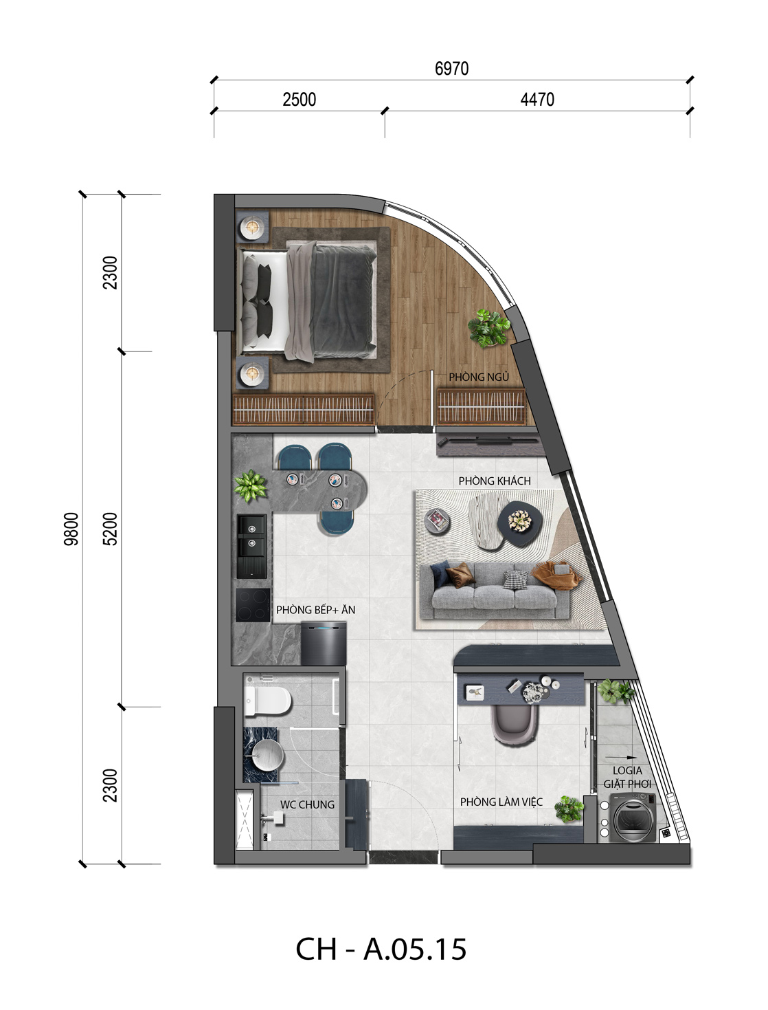 MẶT BẰNG CĂN HỘ 1PN
