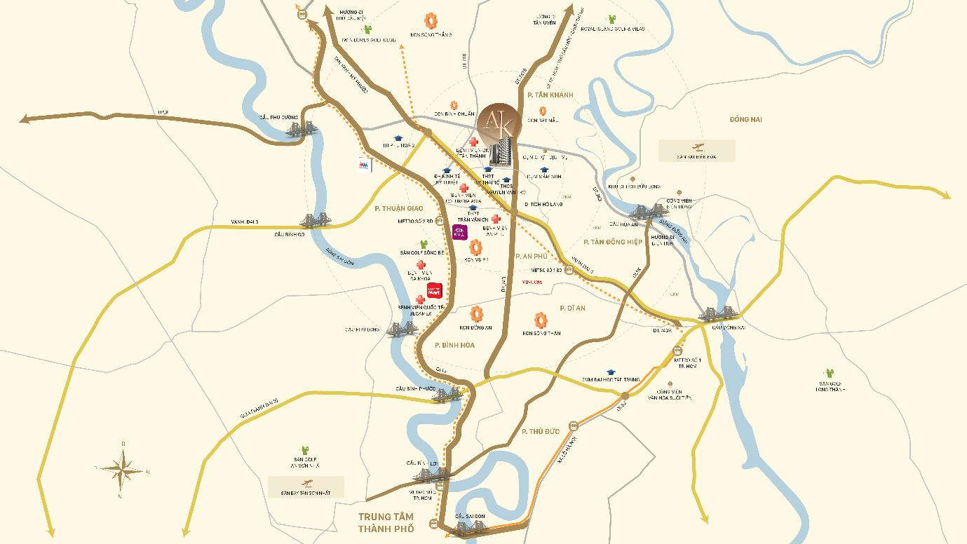 Dự án A&K Tower tọa lạc tại trung tâm phường An Phú mới