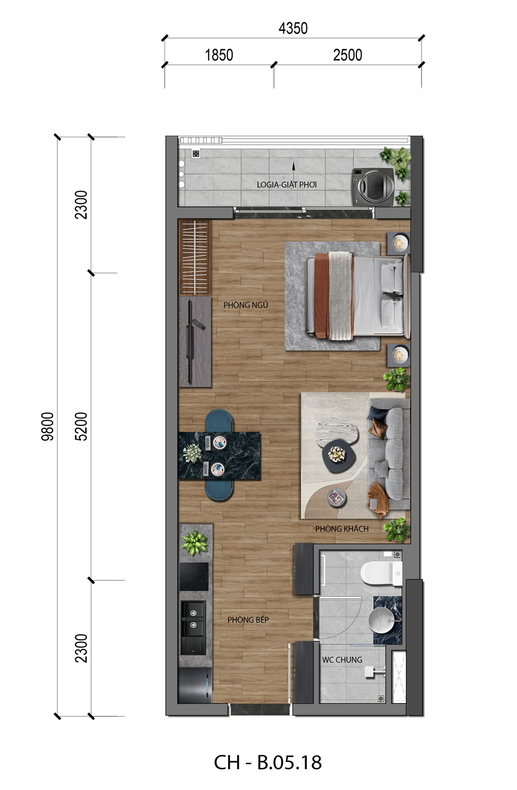 MẶT BẰNG CĂN HỘ STUDIO