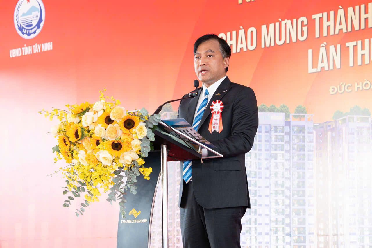 Ông Dương Long Thành, Chủ tịch HĐQT Thắng Lợi Group phát biểu tại lễ động thổ dự án.